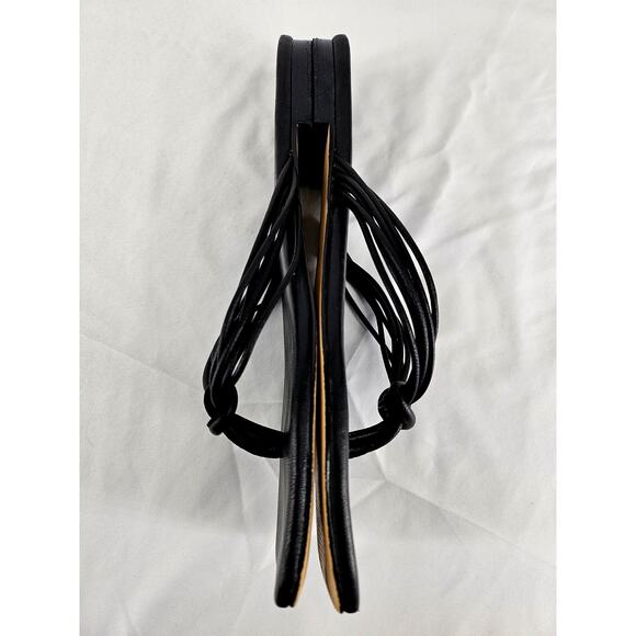 MARA & MINE LOLA WOMEN'S BLACK LEATHER THONG FLAT SANDALS - SIZE 9 - Picture 8 of 9